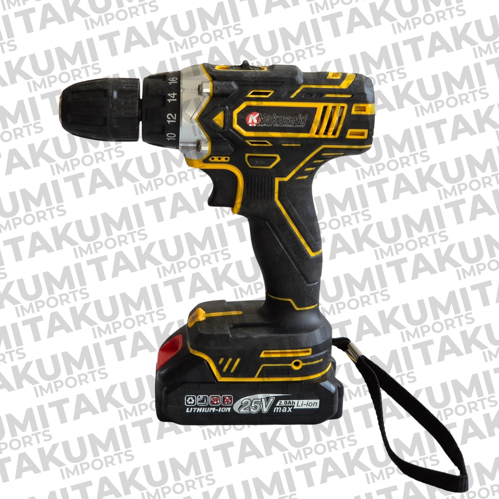 PARAFUSADEIRA / FURADEIRA SEM FIO 25V COM MALETA E KIT 30 PEÇAS NK1418