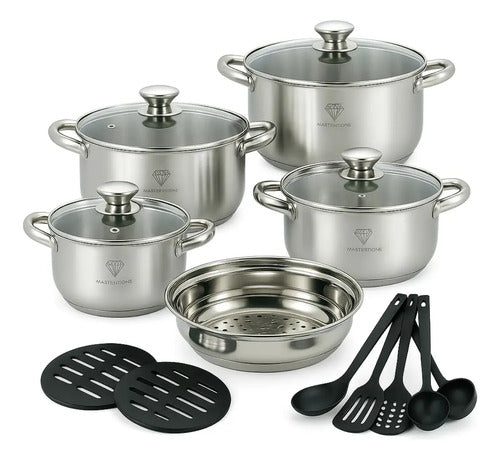 JOGO DE PANELAS 19 PEÇAS INOX GENEBRA