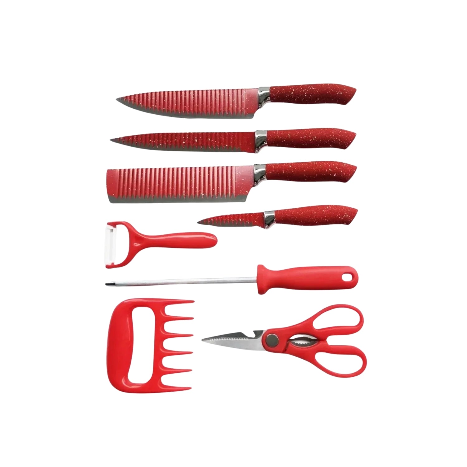 KIT DE FACAS 8 PEÇAS GENEBRA VERMELHA SG-KNF8R-PRO