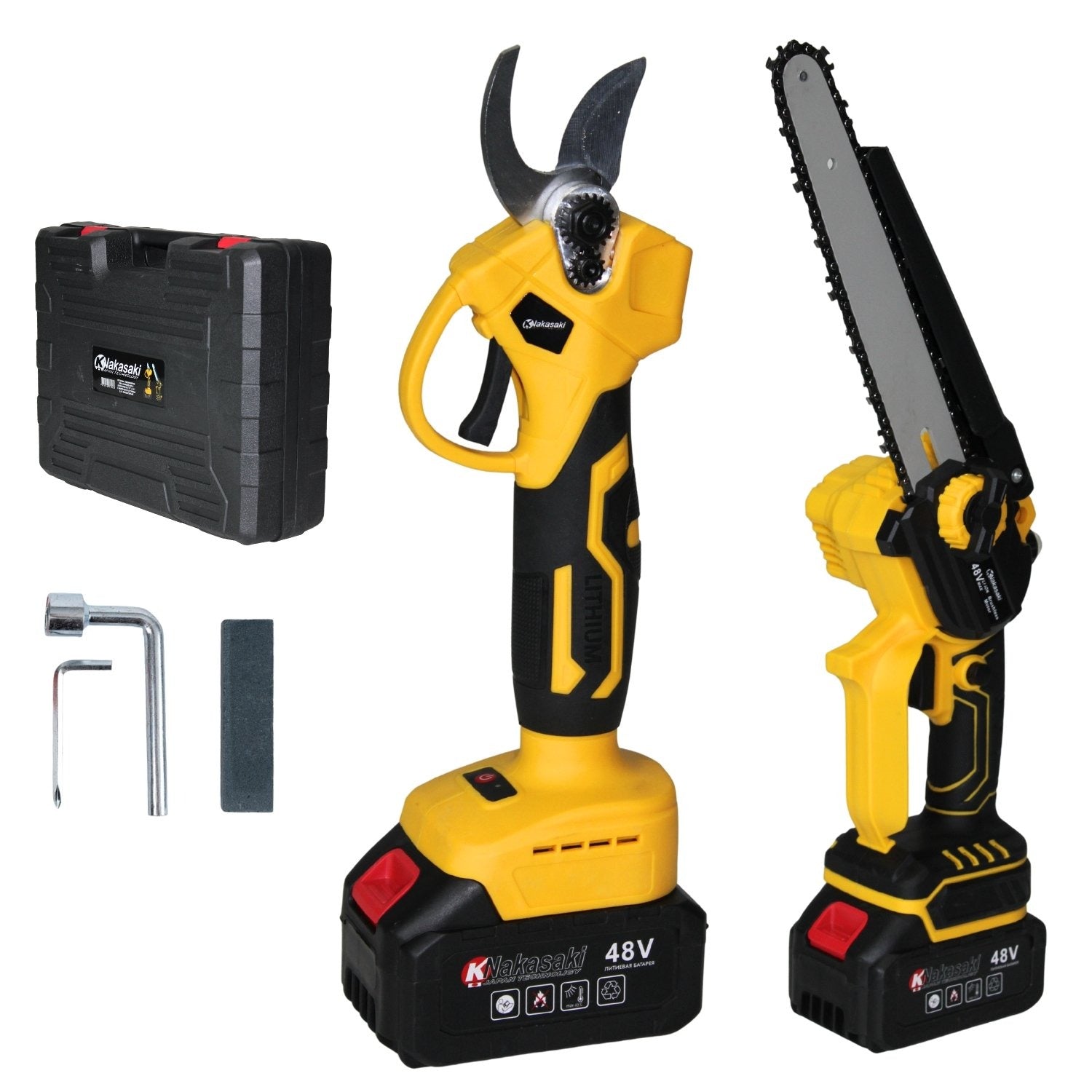 KIT MOTOSSERRA E TESOURA DE PODA 2 BATERIAS 48V NK8956