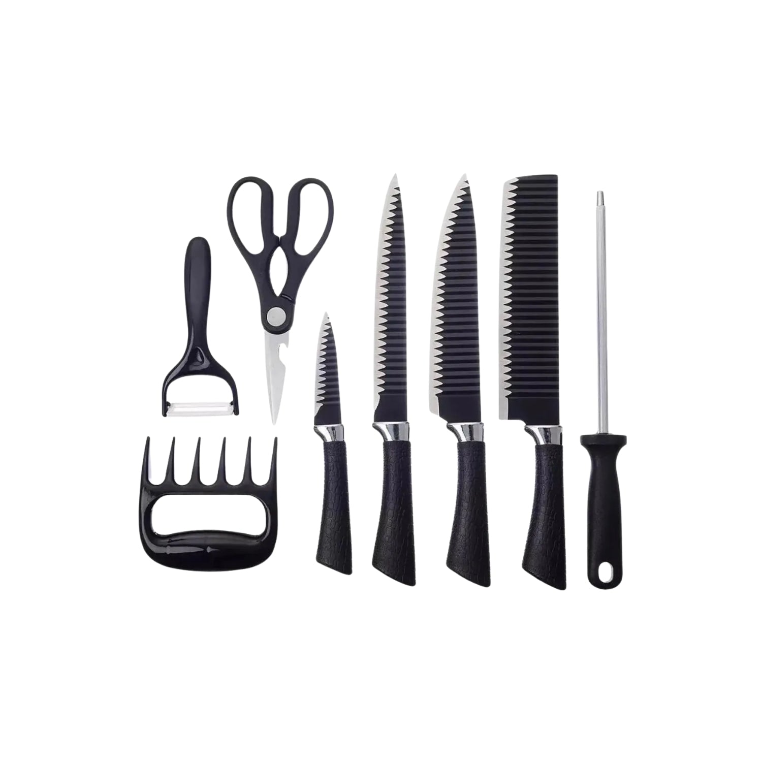 KIT DE FACAS 8 PEÇAS GENEBRA PRETA SG-KNF8B-PRO