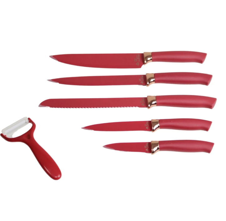 KIT FACAS 6 PEÇAS SILE STONE VERMELHA SS-KF6PC-R-PRO