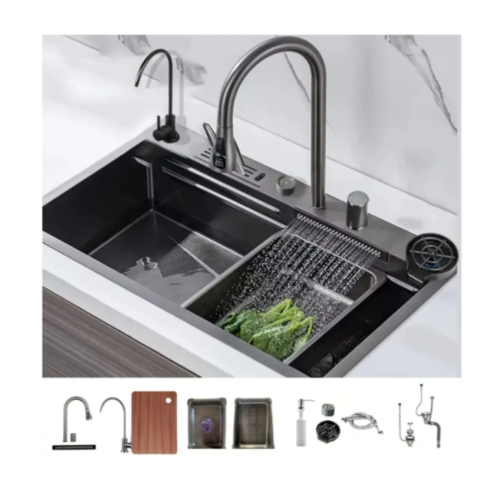 CUBA MULTIFUNCIONAL INOX PARA COZINHA COM ACESSÓRIOS COR GRAFITE NK80461