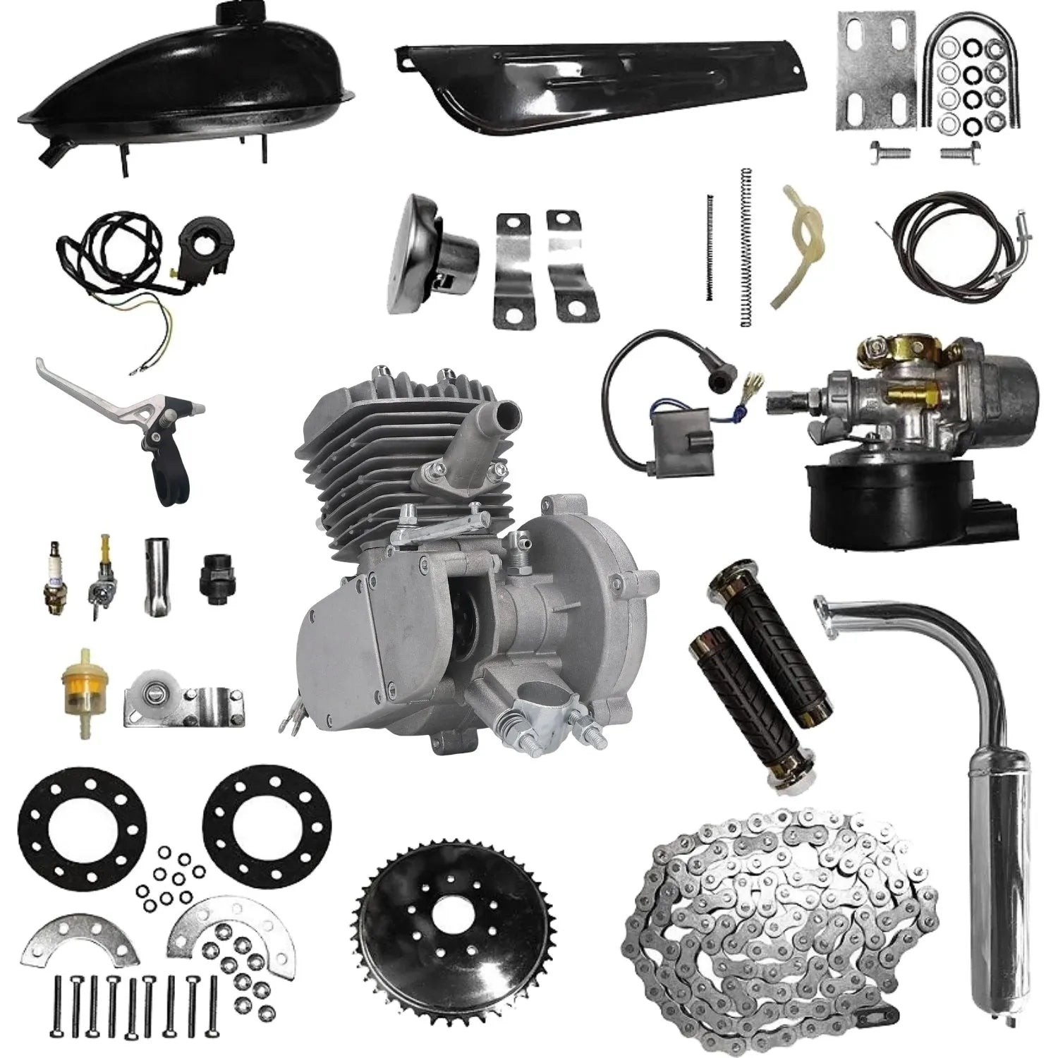 KIT MOTOR DE BIKE 80CC 2 TEMPOS PRATA ST80600-SD-PRO