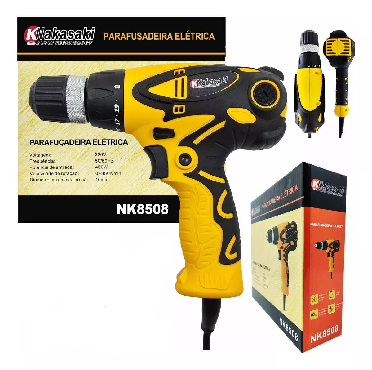 PARAFUSADEIRA/FURADEIRA ELÉTRICA 450W 220V NK8508PRO